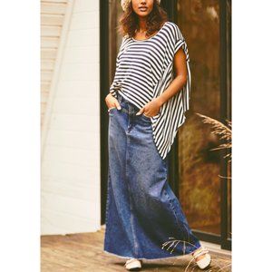 Free People We the Free Navy White Striped Angel Tee Short Sleeve XS *flawed*